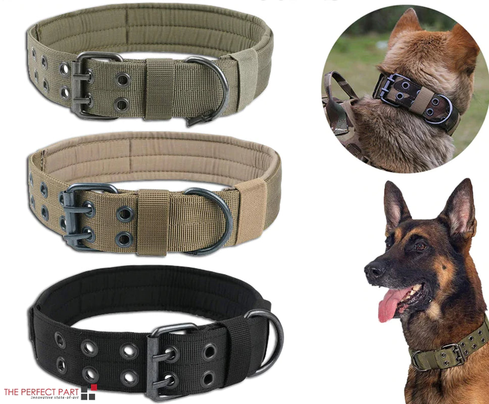 2-Inch Wide Tactical Heavy-Duty Nylon Large Dog Collar for K9 Military Use with Metal Buckle