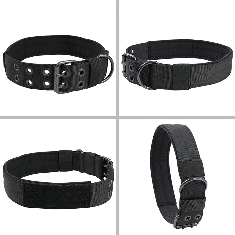 2-Inch Wide Tactical Heavy-Duty Nylon Large Dog Collar for K9 Military Use with Metal Buckle