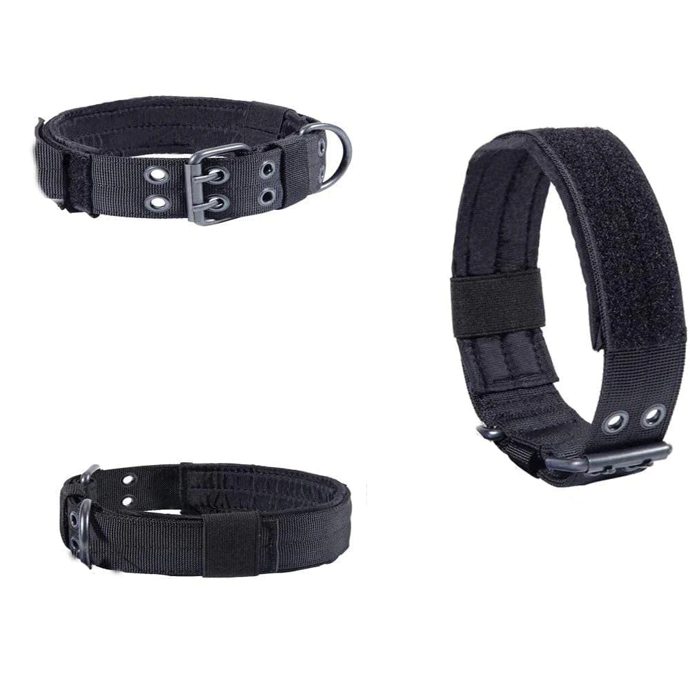 2-Inch Wide Tactical Heavy-Duty Nylon Large Dog Collar for K9 Military Use with Metal Buckle
