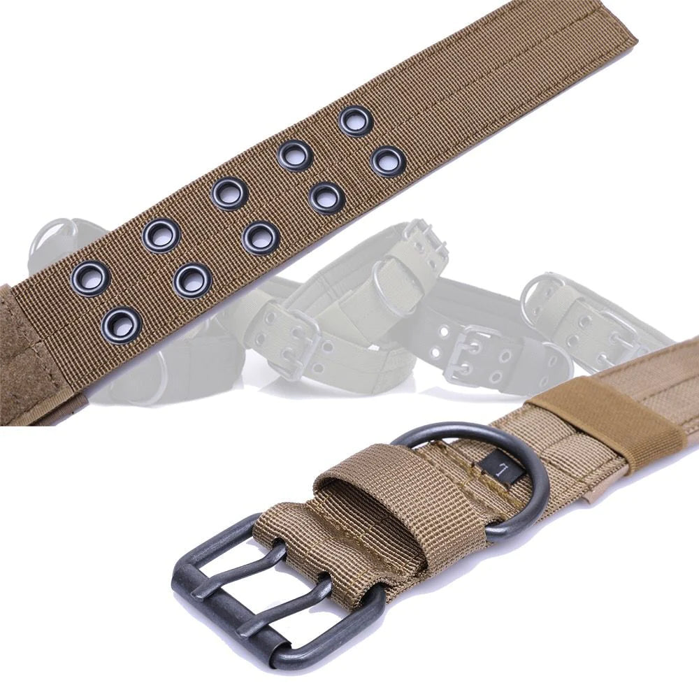 2-Inch Wide Tactical Heavy-Duty Nylon Large Dog Collar for K9 Military Use with Metal Buckle