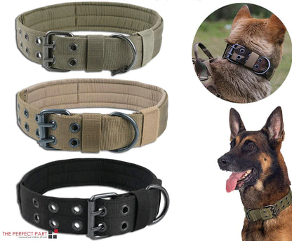 2-Inch Wide Tactical Heavy-Duty Nylon Large Dog Collar for K9 Military Use with Metal Buckle