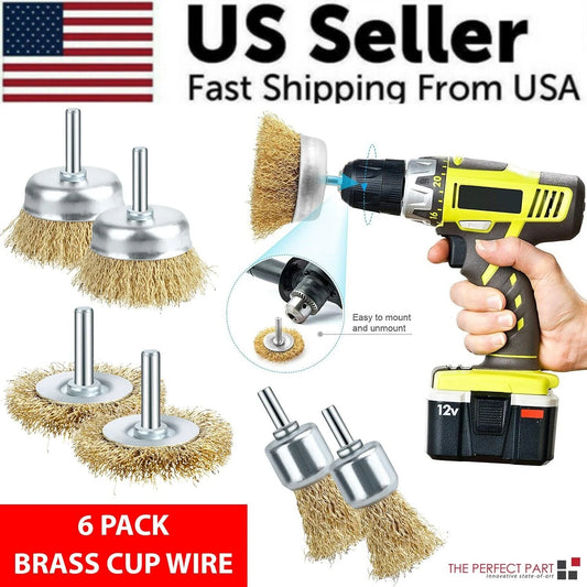 2-Pack Wire Brush Wheel Set with 3 Cup Drill Bit Attachments for Rust and Paint Removal, 1/4" USA