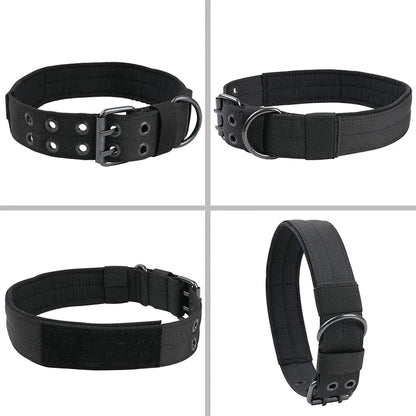 2-Inch Wide Tactical Heavy-Duty Nylon Large Dog Collar for K9 Military Use with Metal Buckle