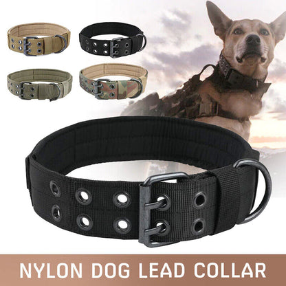 2-Inch Wide Tactical Heavy-Duty Nylon Large Dog Collar for K9 Military Use with Metal Buckle