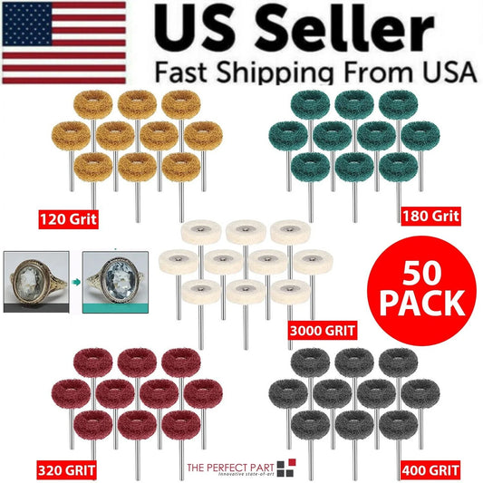 50-Piece Metal Polishing and Buffing Wheel Burr Kit for Rotary Tools Compatible with Dremel